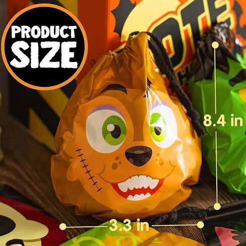 JOYIN 60PCS Halloween Drawstring Treat Bags, Goodie Candy Trick or Treat Bags Bulk in 12 Cute Monster Designs, Small Plastic Gifts Bags for Kids Trick or Treating, Halloween Party Favors Supplies in Saudi Arabia