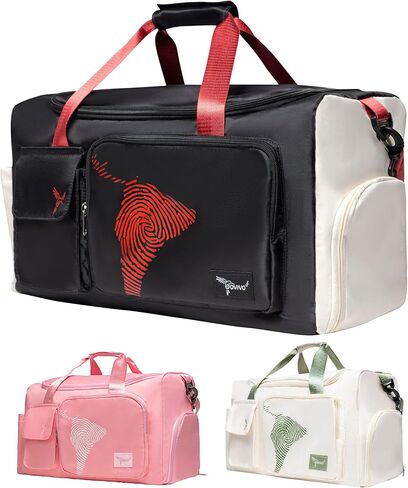 حقيبة صالة الألعاب الرياضية من GoVivo مع حجرة للأحذية، حقيبة دفل لصالة الألعاب الرياضية للنساء، حقيبة سفر مقاومة للماء في عطلة نهاية الأسبوع، حقيبة رياضية خفيفة الوزن وأنيقة للنساء صغيرة، وردي in Kuwait