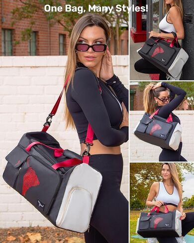 حقيبة صالة الألعاب الرياضية من GoVivo مع حجرة للأحذية، حقيبة دفل لصالة الألعاب الرياضية للنساء، حقيبة سفر مقاومة للماء في عطلة نهاية الأسبوع، حقيبة رياضية خفيفة الوزن وأنيقة للنساء صغيرة، وردي in Kuwait