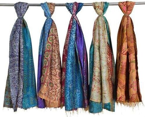 Silk Kantha Scarf - Set Of 5 in Saudi Arabia