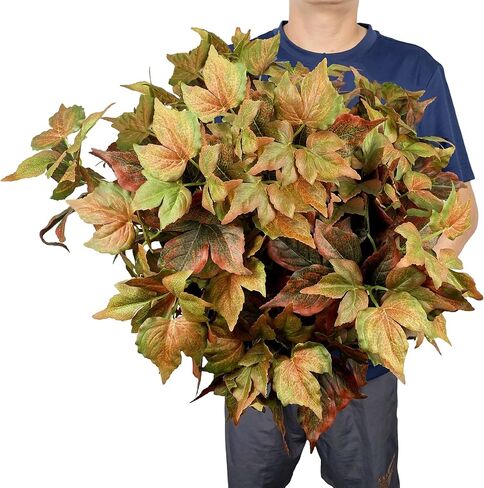 Pack of 3 - Artificial Fall Ivy Leaves Shrubs Silk Maple Creeper Plant Greenery Bushes for Autumn Decor, Indoor Outdoor Home Garden Thanksgiving Party (Ombre Green) in Saudi Arabia