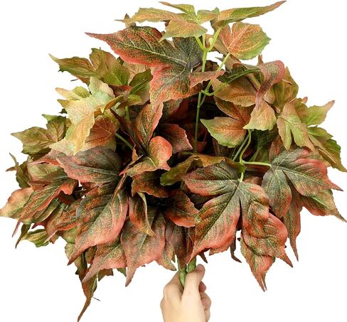 Pack of 3 - Artificial Fall Ivy Leaves Shrubs Silk Maple Creeper Plant Greenery Bushes for Autumn Decor, Indoor Outdoor Home Garden Thanksgiving Party (Ombre Green) in Saudi Arabia