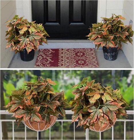 Pack of 3 - Artificial Fall Ivy Leaves Shrubs Silk Maple Creeper Plant Greenery Bushes for Autumn Decor, Indoor Outdoor Home Garden Thanksgiving Party (Ombre Green) in Saudi Arabia