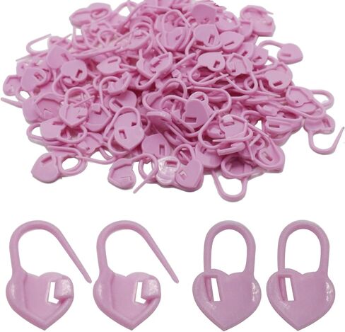 Joyangy 100 Pcs Plastic Knitting Stitch Markers, Heart Shaped Locking Crochet Stitch Markers Clips, Sewing Pins for Knitting, Crocheting, DIY Craft Projects, Orange in Saudi Arabia
