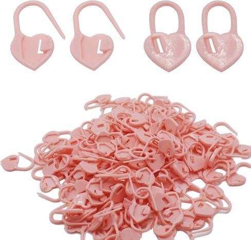 Joyangy 100 Pcs Plastic Knitting Stitch Markers, Heart Shaped Locking Crochet Stitch Markers Clips, Sewing Pins for Knitting, Crocheting, DIY Craft Projects, Orange in Saudi Arabia