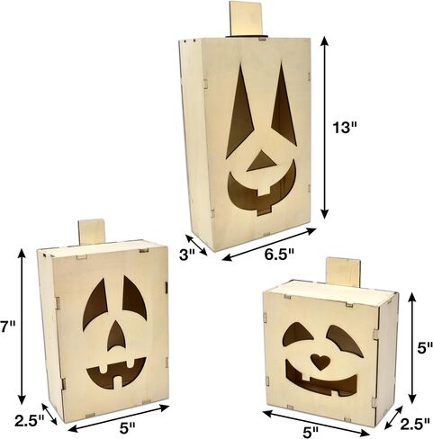 Gift Boutique Halloween Pumpkin Wood Paint Craft Kit 3 Set Sizes Jack O Lantern Unfinished Wooden for Kids Arts & Craft Project Painting Activity in Saudi Arabia
