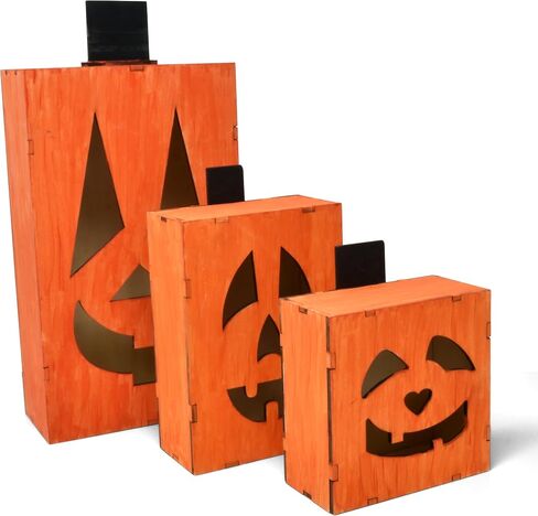 Gift Boutique Halloween Pumpkin Wood Paint Craft Kit 3 Set Sizes Jack O Lantern Unfinished Wooden for Kids Arts & Craft Project Painting Activity in Saudi Arabia