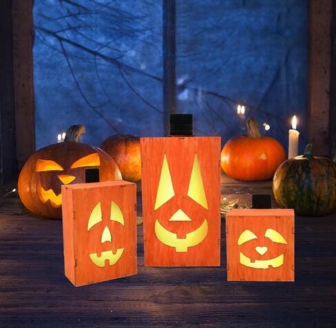 Gift Boutique Halloween Pumpkin Wood Paint Craft Kit 3 Set Sizes Jack O Lantern Unfinished Wooden for Kids Arts & Craft Project Painting Activity in Saudi Arabia