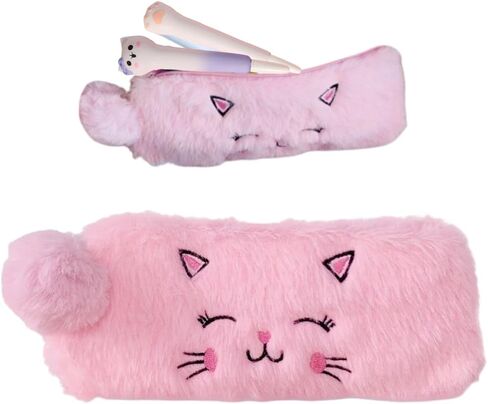 Selena Cat Plush Pen Pouch Box with 2Pcs kawaii Pens Cute Pen Organizer Case Aesthetic Adorable Estuche Para Lapices (Pink) in Saudi Arabia