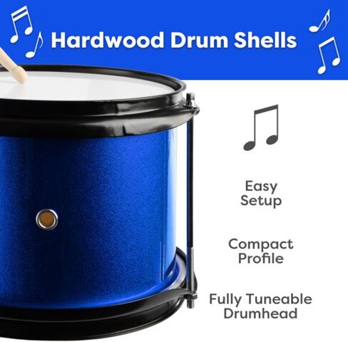 Kids Drum Set - 3-Piece Drum Kit with Cymbal, 2 Toms, Bass Drum and Pedal, Drumsticks, and Throne - Beginner Musical Instruments by Hey Play (Black) in Saudi Arabia