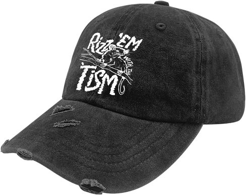 Generic em with The Tism Hat for Men Washed Distressed Baseball Caps Fashion Washed Workout Hat Quick, Allblack in Saudi Arabia