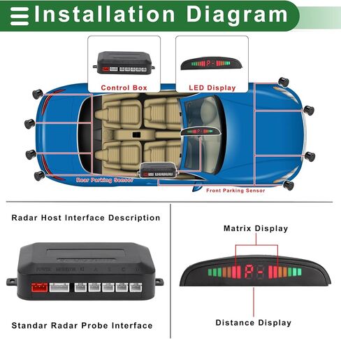 Motoforti Universal Car Auto Vehicle نظام الرادار الاحتياطي العكسي أجهزة استشعار وقوف السيارات العكسية إنذار الجرس تذكير كشف المسافة أسود 6 أجهزة استشعار وقوف السيارات in Saudi Arabia