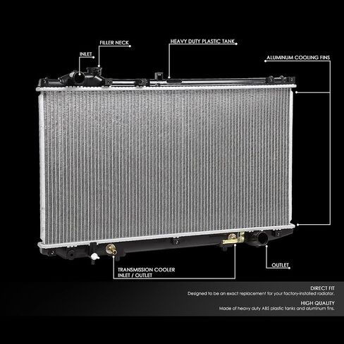 DNA Motoring OEM-RA-2222 OE Style Direct Fit Aluminium Core Radiator متوافق مع 98-05 Lexus GS300 / 98-00 GS400، 29-13/16 بوصة عرض × 15-3/4 بوصة ارتفاع × 5/8 بوصة عمق، 1-5 مدخل /16 بوصة، مخرج 1-1/2 بوصة in Saudi Arabia