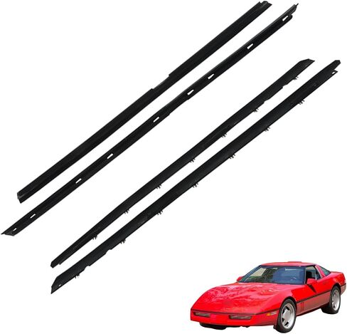 مجموعة أدوات ختم النوافذ المطاطية السوداء من Labwork مكونة من 4 قطع بديلة لسيارة Chevy Corvette 1990-1996 KG2075 in Saudi Arabia