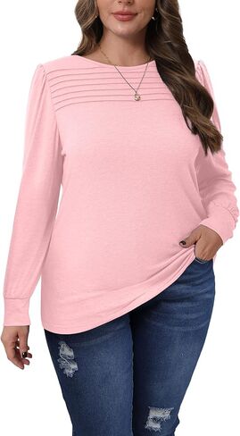 XIEERDUO Long Sleeve Shirts for Women 2024 Fall Outfits Trendy Pleated Loose Fit Casual Tunics to wear with Leggings in Kuwait