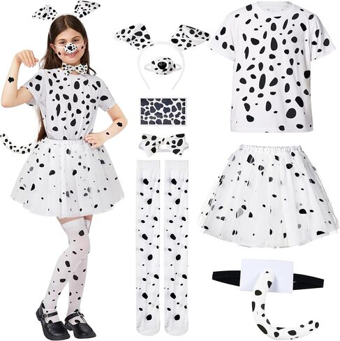 Spooktacular Creations Girls Dalmatian Costume, Kids Halloween Dog Costume, Toddler Puppy Dress Outfit with Accessories in Saudi Arabia