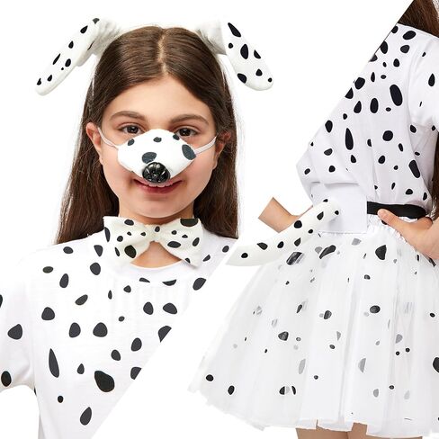 Spooktacular Creations Girls Dalmatian Costume, Kids Halloween Dog Costume, Toddler Puppy Dress Outfit with Accessories in Saudi Arabia