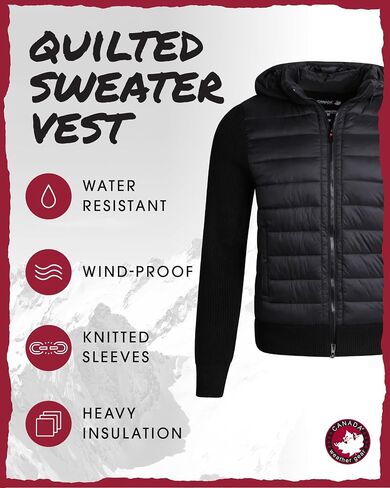 CANADA WEATHER GEAR Men's Winter Jacket - Full Zip Up Hooded Quilted Sweater Vest - Cozy Puffer Jackets for Men (Sizes:M-XXL) in Saudi Arabia