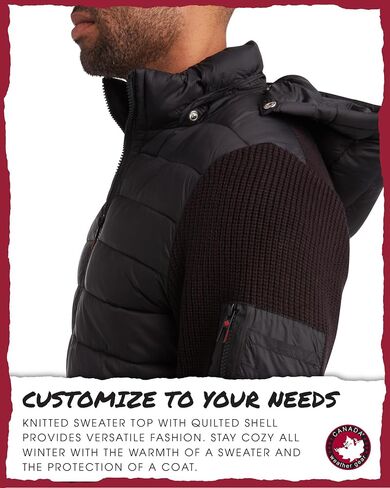 CANADA WEATHER GEAR Men's Winter Jacket - Full Zip Up Hooded Quilted Sweater Vest - Cozy Puffer Jackets for Men (Sizes:M-XXL) in Saudi Arabia