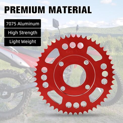 ضرس لـ Hawk 250,428-50T CNC 7075 ضرس خلفي من سبائك الألومنيوم لـ Hawk250/Hawk 250cc - أحمر in Saudi Arabia