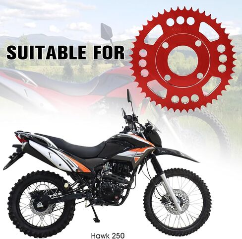 ضرس لـ Hawk 250,428-50T CNC 7075 ضرس خلفي من سبائك الألومنيوم لـ Hawk250/Hawk 250cc - أحمر in Saudi Arabia