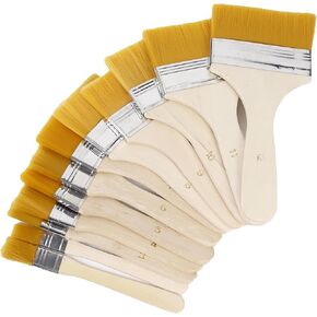 Set of 12 Art Paint Brushes,Various Sizes of Nylon Painting Brushes,with Wooden Handles,Artist Varnish Brush Wide,Applies to Oil,Painter, Students,Varnishes, Watercolor.