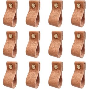 Hiili & Kaala Leather Knobs for Dresser Drawers, Dresser Pulls 12 Pack, Drawer Pulls and Knobs , Soft Dresser Knobs Change The Style of Dresser, Perfect Replacement of Metal Cabinet Knobs (Pumpkin)