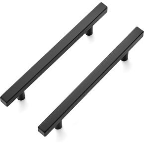 Ravinte 30 Pack 7.38'' Square Cabinet Pulls Matte Black Stainless Steel Kitchen Drawer Pulls Cabinet Handles 7-3/8"Length,5" Hole Center
