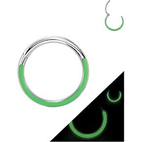 Hinged Piercing Rings Hoops 16G ASTM F136 Titanium Seamless Glow In The Dark Earring Nose Piercing Jewelry for Nose Septum Cartilage Helix Tragus Daith Lobe Clicker Hoop Piercing Rings 1Pc