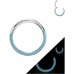 Hinged Piercing Rings Hoops 16G ASTM F136 Titanium Seamless Glow In The Dark Earring Nose Piercing Jewelry for Nose Septum Cartilage Helix Tragus Daith Lobe Clicker Hoop Piercing Rings 1Pc in Kuwait