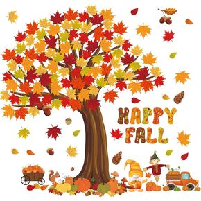 Chivertion 150 Pcs Fall Classroom Tree Bulletin Board Set Happy Fall Bulletin Board Decorations Maple Leaves Pumpkins Scarecrow Gnome Cutouts Bulletin Board Stickers for Home School Wall Decor in Saudi Arabia