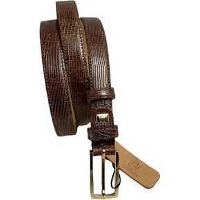 Made In Italy Real Leather Belt - Leopard Print (Green)