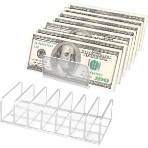 2 Packs Acrylic Mail Organizer Plastic Desk Cash Tray,7 Section Divided Vanity Organize Holder Vertical Letter Sorter for Desktop, Bill, Document, Notebook
