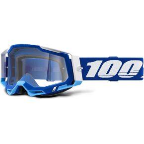 100% Racecraft 2 Mountain Bike & Motocross Goggles - MX and MTB Racing Protective Eyewear (Blue - Clear Lens)