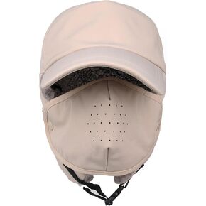 Trapper Hat for Men Waterproof Winter Warm Baseball Cap with Ear Flaps and Mask Black