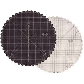 WUTA Circle Cutting Mat 12-inch Round Self Healing Rotary Mat Quilting Double-Sided Color for Cutting,Quilting, Sewing, Dressmaking & Crafts