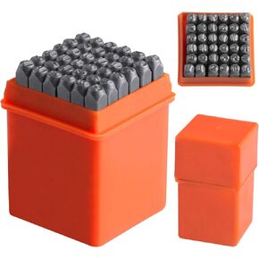 LEONTOOL Number and Letter Stamp Set (A-Z, 0-9 and & Symbol) 36 PCS Metal Stamping Kit, Steel Character Punch Metal Stamps, Jewelry Metal Stamping Tools for Imprinting Metal Wood Leather, (1/8") 3MM