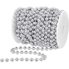 50 Feet Christmas Tree Beads Artificial Pearls Beads Garland Plastic Beads Roll for St. Patrick's Day Wedding DIY Decoration Supplies(Pink)