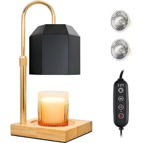 Candle Warmer Lamp with Timer,Electric candle Lamp warmer,Adjustable Height Dimmable Candle Warmer,Compatible with Various Jar Candles & Scented Wax, House Warming Gifts New Home Bedroom Decor (Black)