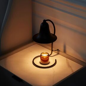 Black Trumpet-Shape Candle Warmer Lamp,with Timer and Dimmer,Adjustable Brightness,All Metal Lamp Body,Suitable of Aromatherapy Waxes