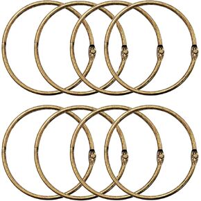 8PCS Loose Leaf Binder Rings Nickel Plated Book Rings Key Chain Rings, 95mm (Gold)