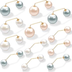 12 Pcs Artificial Pearl Brooch Pins Sweater Shawl Clips Pearl Brooch for Women Anti-Exposure Neckline Safety Pins Safety Pins for Clothes Decorative Pins for Clothing Cardigan Dress Sweater (2 Styles)