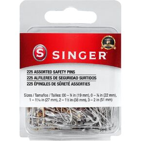 Singer 00205 Safety Pins Value Pack, Assorted Sizes, 225-Count