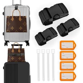 CONLI 3 PCS Luggage Straps for Suitcases Nylon Strap with Adjustable Straps and Buckles Travel Belt with Luggage Tag Suitable for Suitcase Briefcase Backpack Travel Bag and Tote Bag