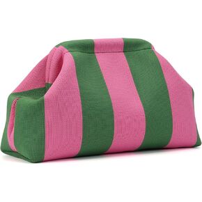 Ovida Colorblock Clutch Purse for Women Summer Beach Dumpling Clutch Crochet Handbag Ruched Cloud Clutch Bag for Party
