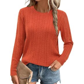 Arach&Cloz Women Sweaters 2024 Fall Ultra-Soft Long Sleeve Business Casual Outfit Crewneck Fashion Top Knit Pullover Sweater