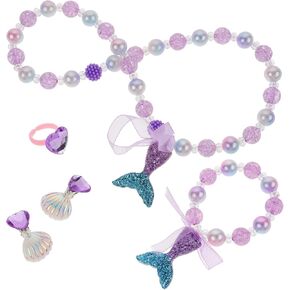 Mermaid Jewelry Set: Ring Earrings Shell Necklace Wrist Chain for Mermaid Princess Cosplay Halloween Dress Up Party