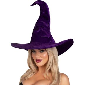Leg Avenue Velvet ruched witch hat, PURPLE, O/S