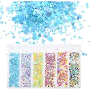 uxcell Holographic Chunky Glitters, 6 Colorful Chunky Glitters Resin Epoxy Accessories Crafts Sequins Decor, Circle Chunky Glitters Flakes for Hair Nail Art, Sparkle at Party/Festival
