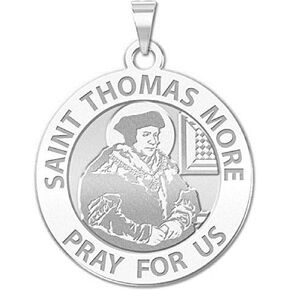 PicturesOnGold.com Saint Thomas More Religious Medal - 3/4 Inch Size of a Nickel - Sterling Silver - Protection Jewelry Christian Gifts for Men & Women